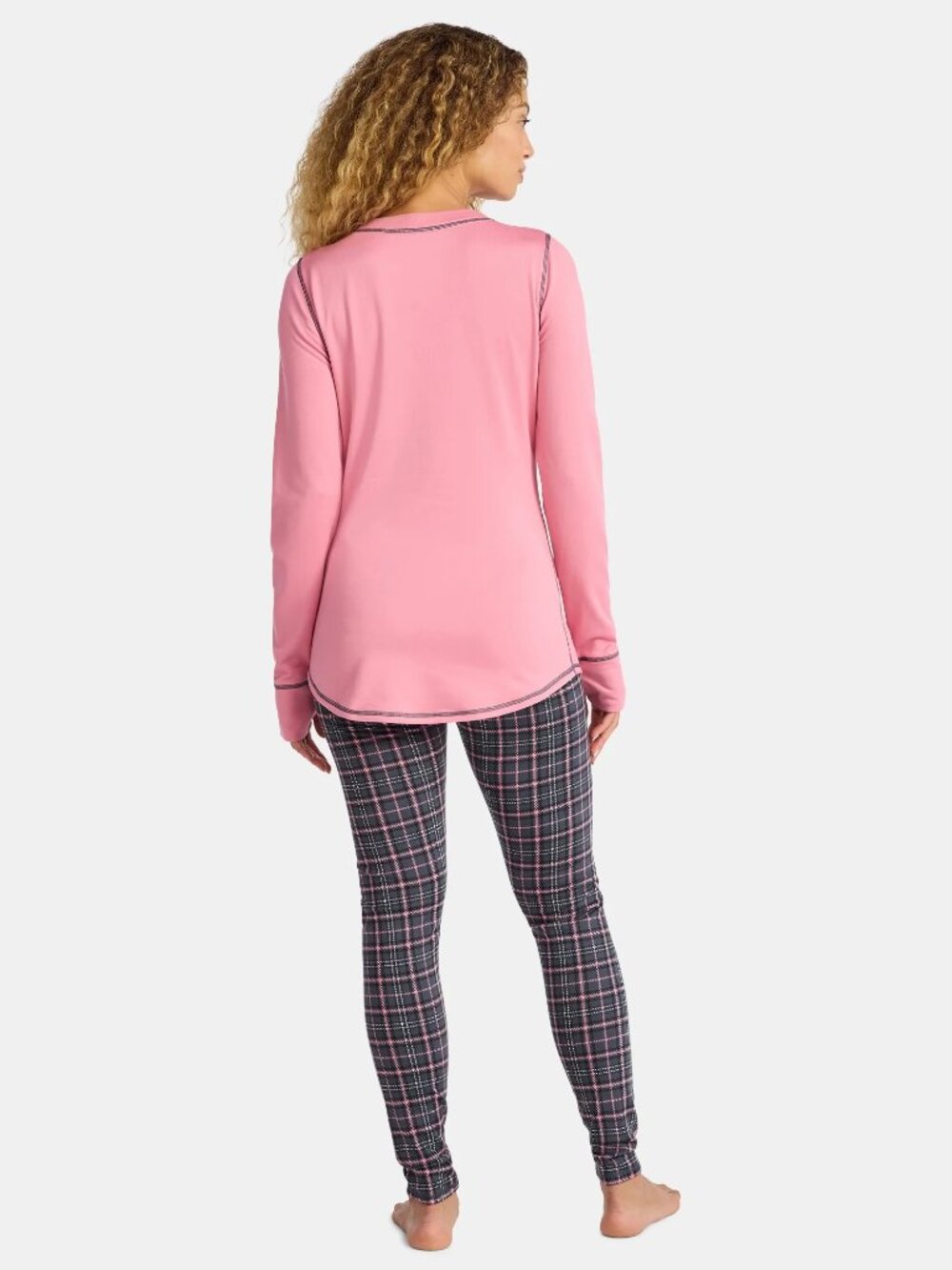 ClimateRight by Cuddl Duds 2-Piece Base Layer Set Small Grey Tartan - Picture 2 of 4